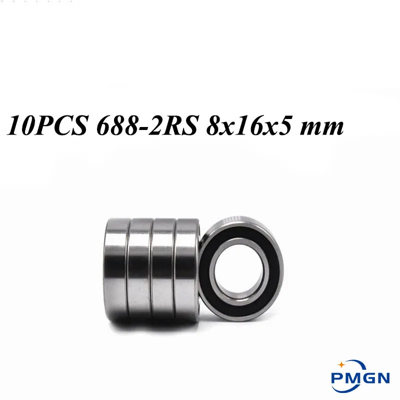 10PCS ABEC-5 688-2RS High quality 688RS 688 2RS RS L1680 8x16x5 mm Miniature double Rubber seal Deep Groove Ball Bearing