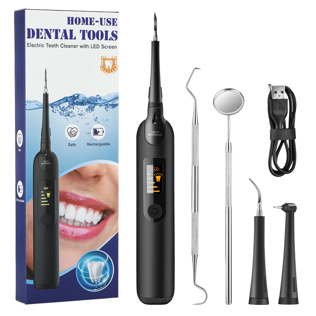 

Tooth Whitener Electric Rechargeable Teeth Scaler Adjustable IPX6 Waterproof Tooth Cleaning Whitening Tool