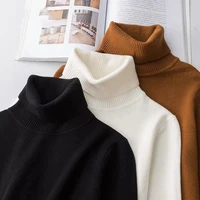 2019 new autumn winter mens sweater turtleneck solid color casual sweater male double collar slim fit brand knitted pullovers