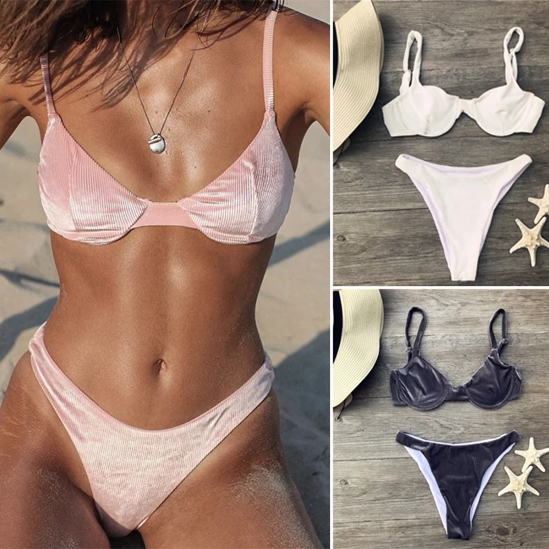 Сексуальные бархатные бикини 2020 женские купальники женский купальник стринги