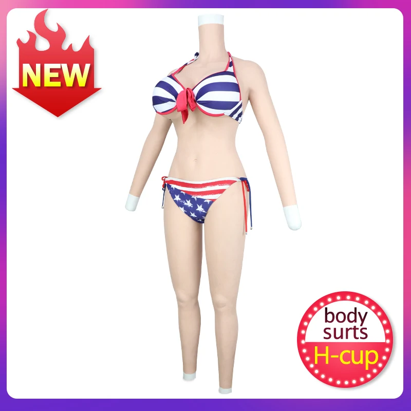 

Fake Silicone Breast Forms Boobs H Cup Lift Hip with Arms Whole Body Suit for Crossdresser Shemal Transgender Women Latex Outfit