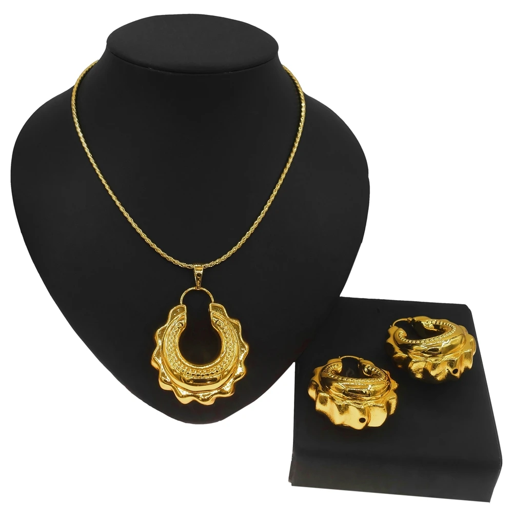 

Yulaili 2021 European Indian Bridal Fashion Jewelry Sets and Women's Big Earrings Big Necklace Pendant Jewelry Sets Wholesale