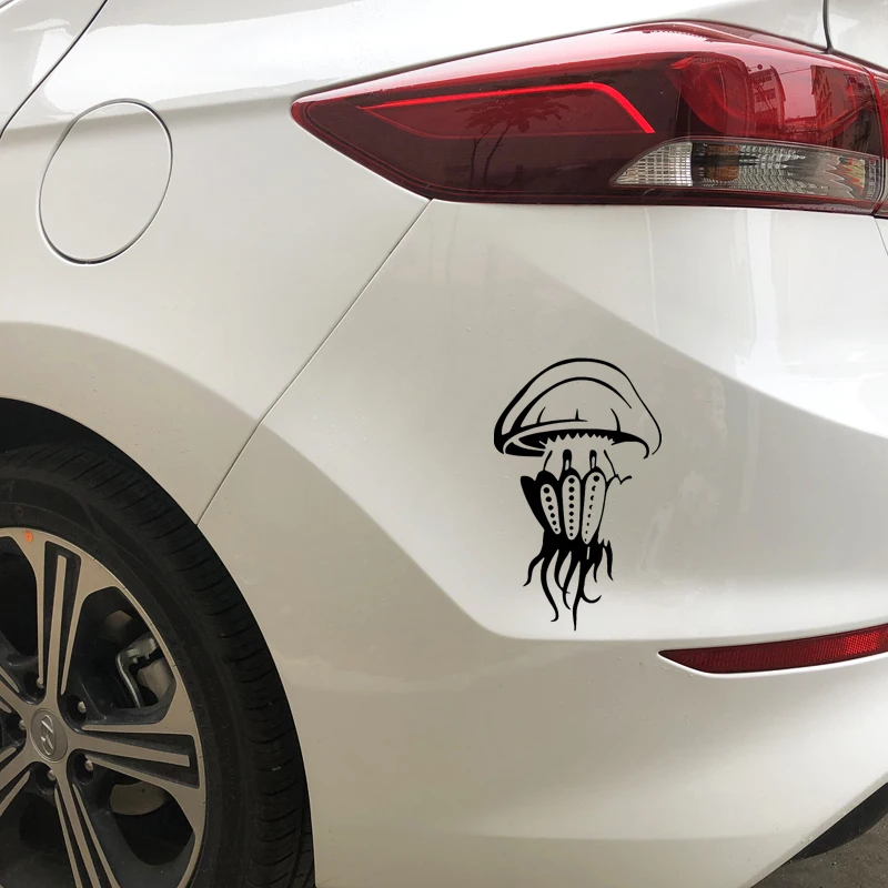 Автомобильные наклейки Медуза Творческие PVC декали Декор бампера Аксессуары, водонепроницаемые, солнцезащитные, черные/белые, 17 см * 10 см.