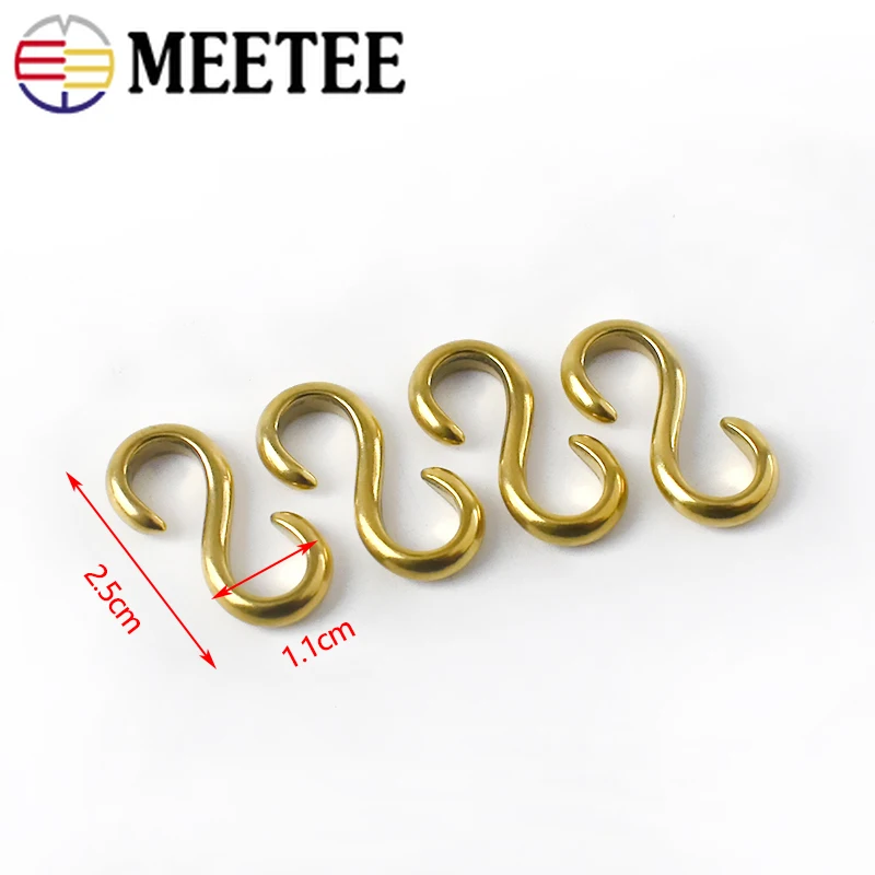 5 предметов в партии 20 штук Meetee Чистый медный крюк S Форма твердой латуни пряжки