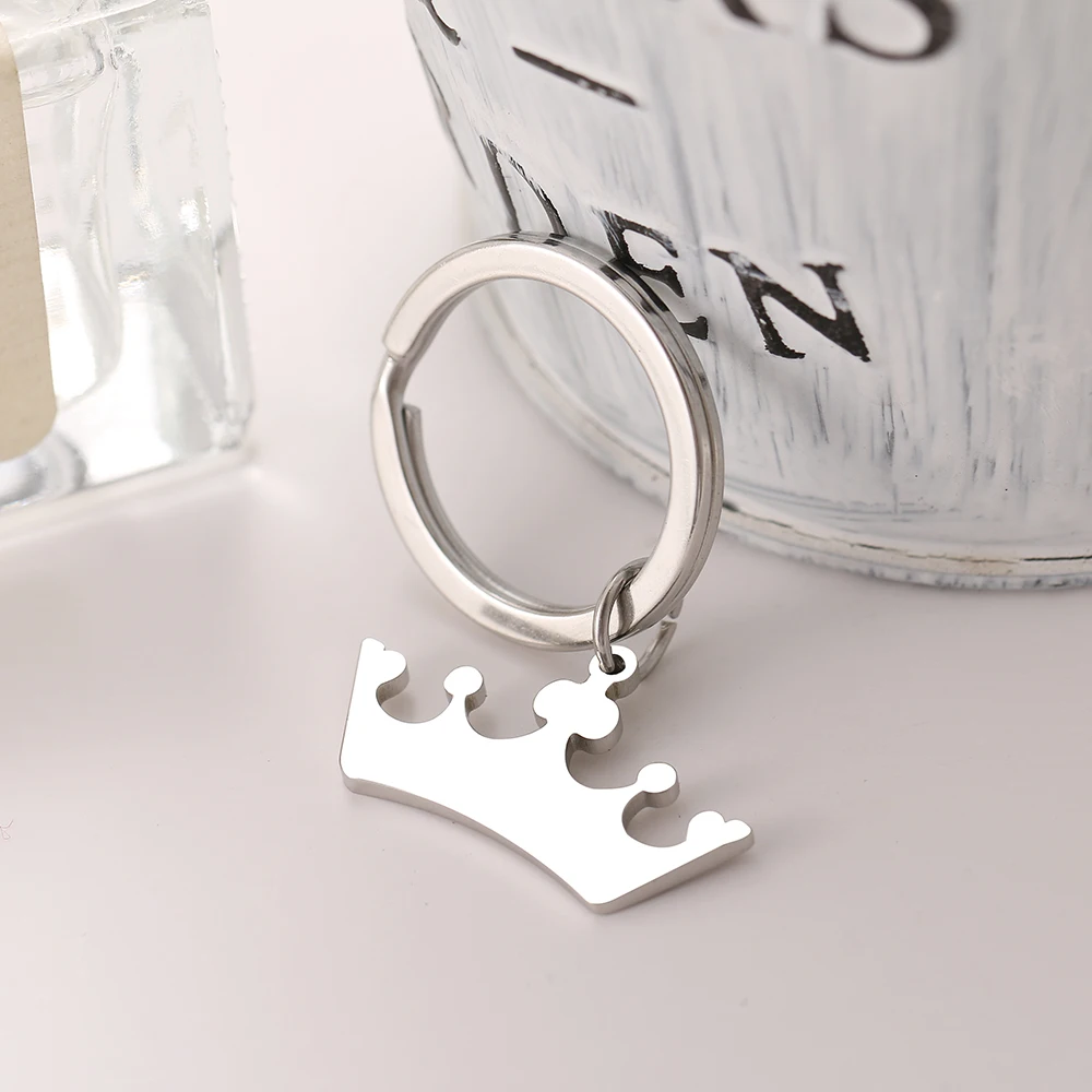 Брелок из нержавеющей стали в виде короны серебристого цвета модный брелок для