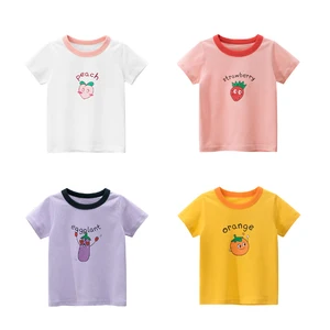 Новая модная повседневная универсальная хлопковая летняя футболка с короткими рукавами и круглым воротником для маленьких девочек