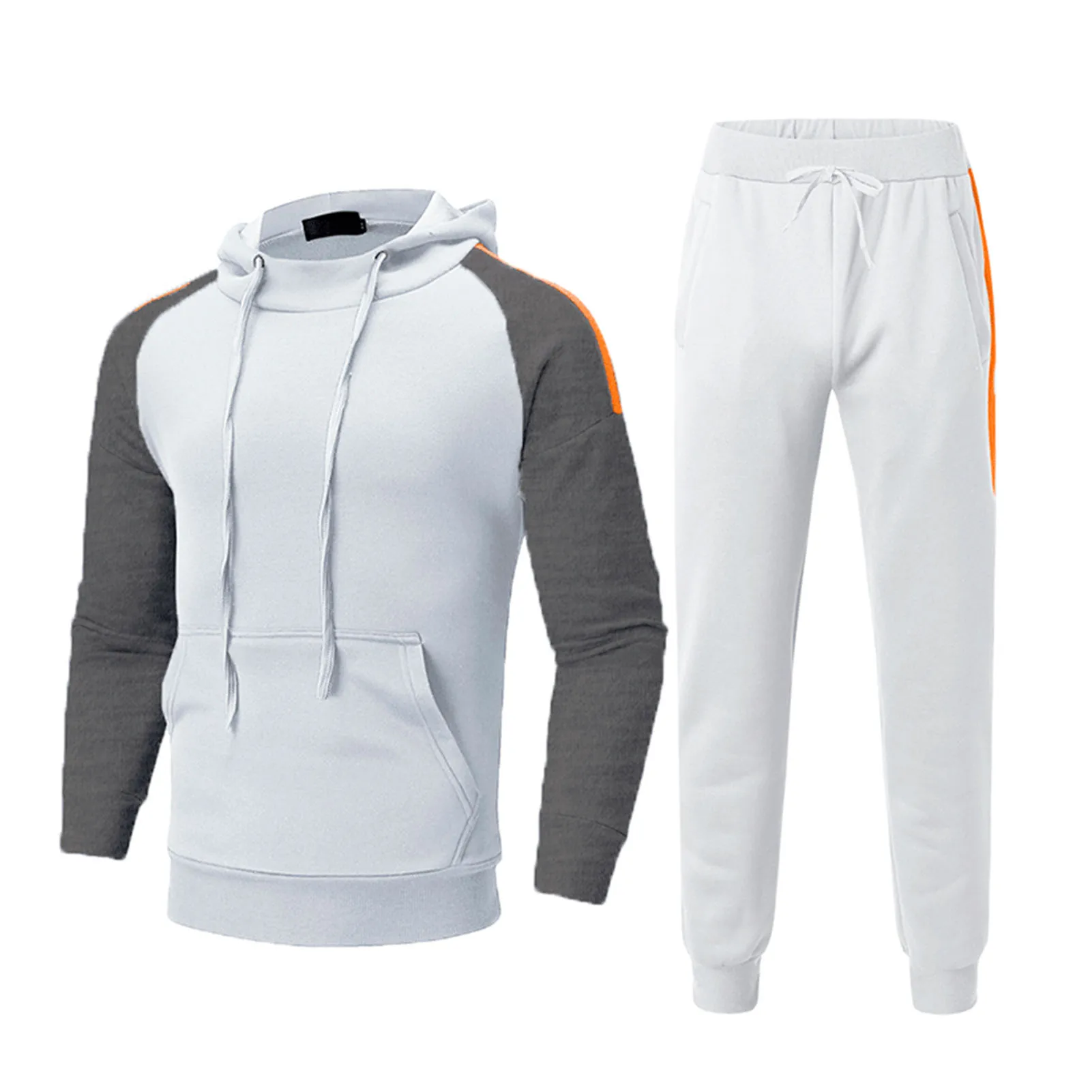 

Contrast Colors 2 Pcs/Set Fabulous Young Spring Tracksuit Ankle-banded Men Tracksuit All Match for Home