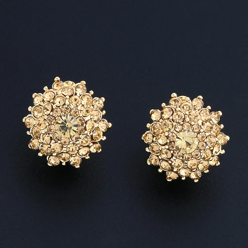 Большие черные серьги OCESRIO с кристаллами для женщин круглые выложенные клипсы