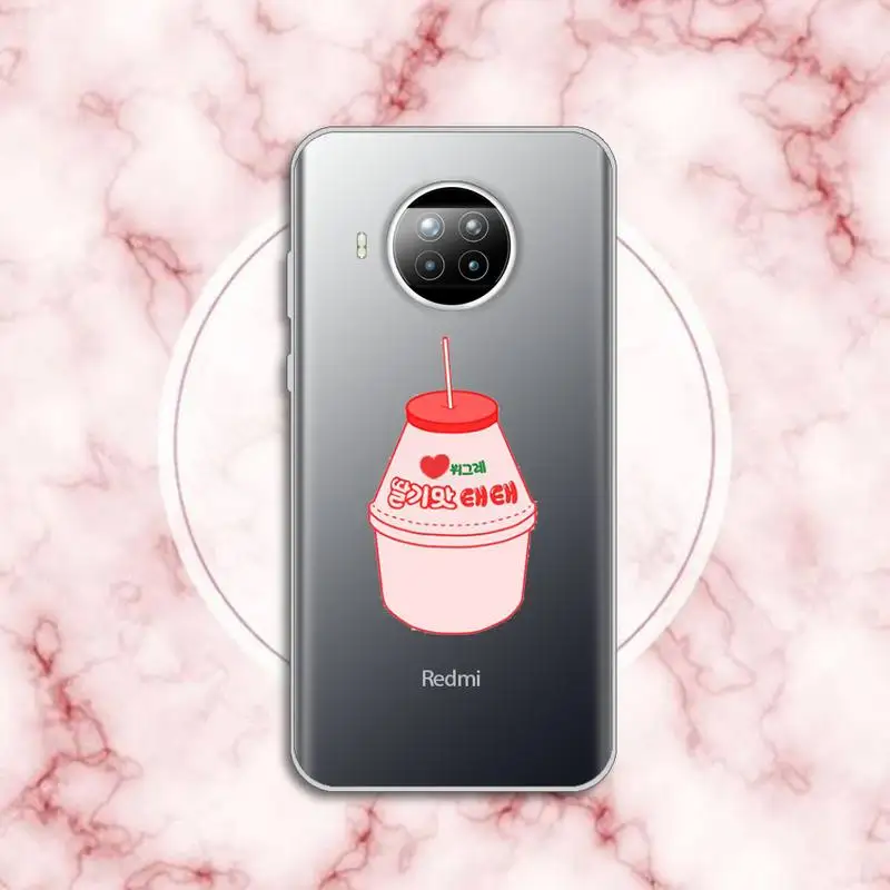 

Strawberry Banana Milk Drink high quality Phone Case shell Transparent for Xiaomi Redmi note 10 t 8 9 pro lite 11