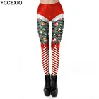 Леггинсы женские рождественские с принтом Деда Мороза