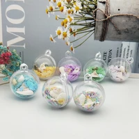 10pcs big size sequins conch ocean series ball charms pendant 3d acrylic round charms diy earring jewelry making 3036mm fx194