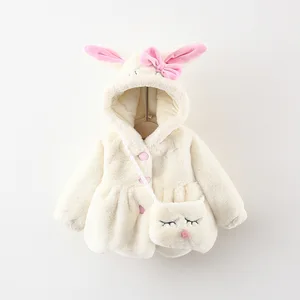 Winter newborn baby girl clothes bunny ears cotton cotton-padded jacket outerwear for 1 year baby's clothing birthday wear coats