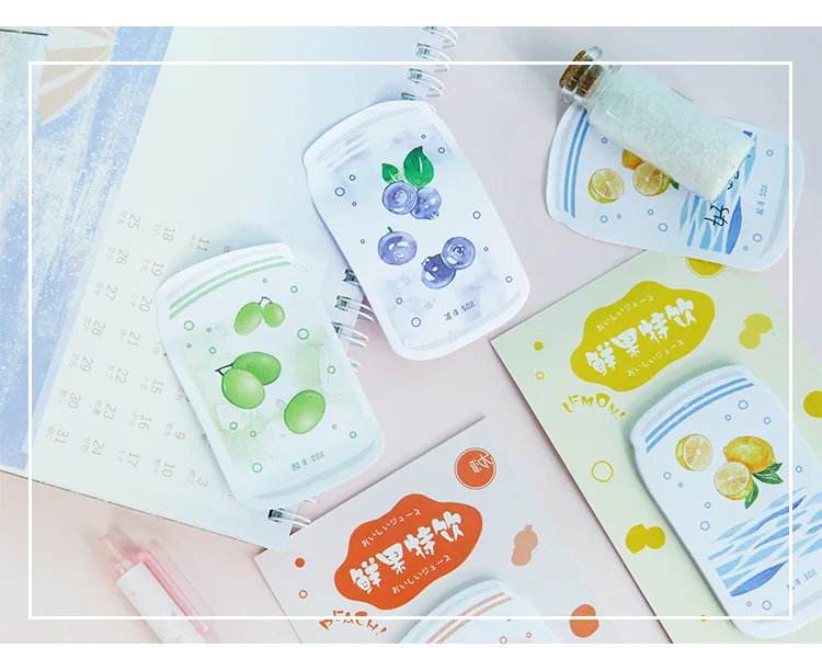 AngelHere хранения 30 шт./компл. Kawaii планировщик Стикеры с фруктовым соком шаблон липкий блокнот для заметок студент Kawaii стикер для канцелярских товаров