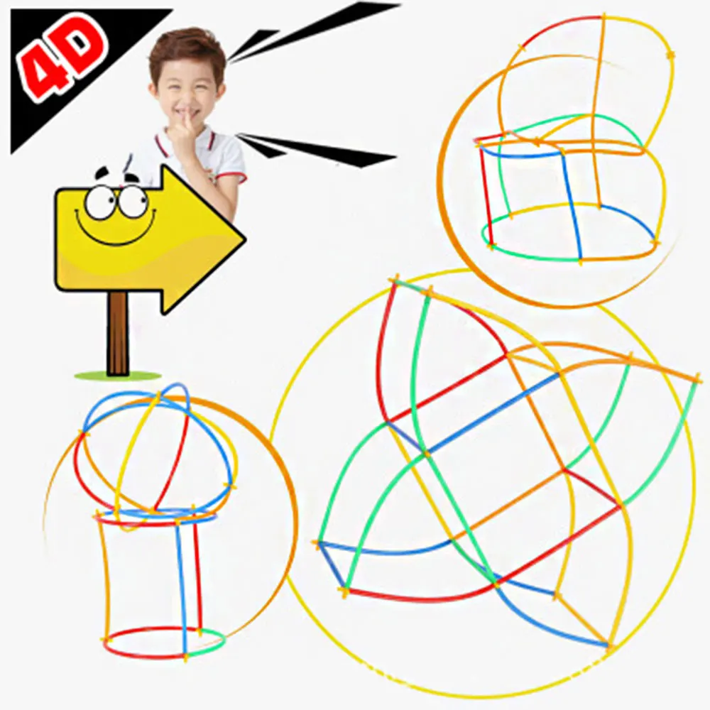 Конструктор 4D сделай сам из соломы пластиковые сборные кубики с прострочкой