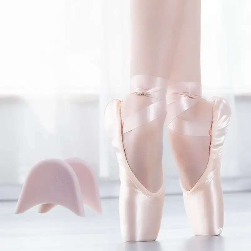 Пуанты атласная верхняя часть с лентой для девушек женская розовая
