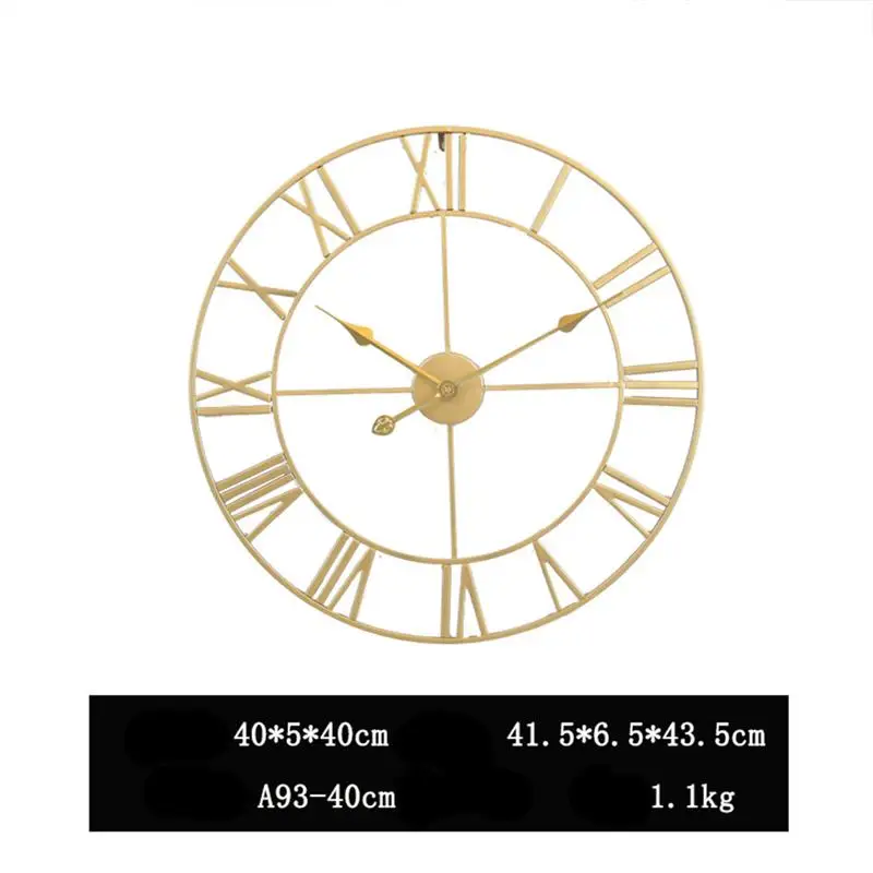 

Iron Art Roman Numerals Wall Clock Simple Silent Wall Clocks Home Decorative Vintage Quartz Clock Wall Decor For Living Room