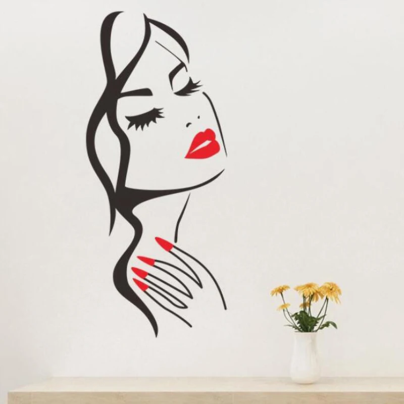 В виде красных губ воплощение красоты резные Гостиная Спальня фон стены Стикеры