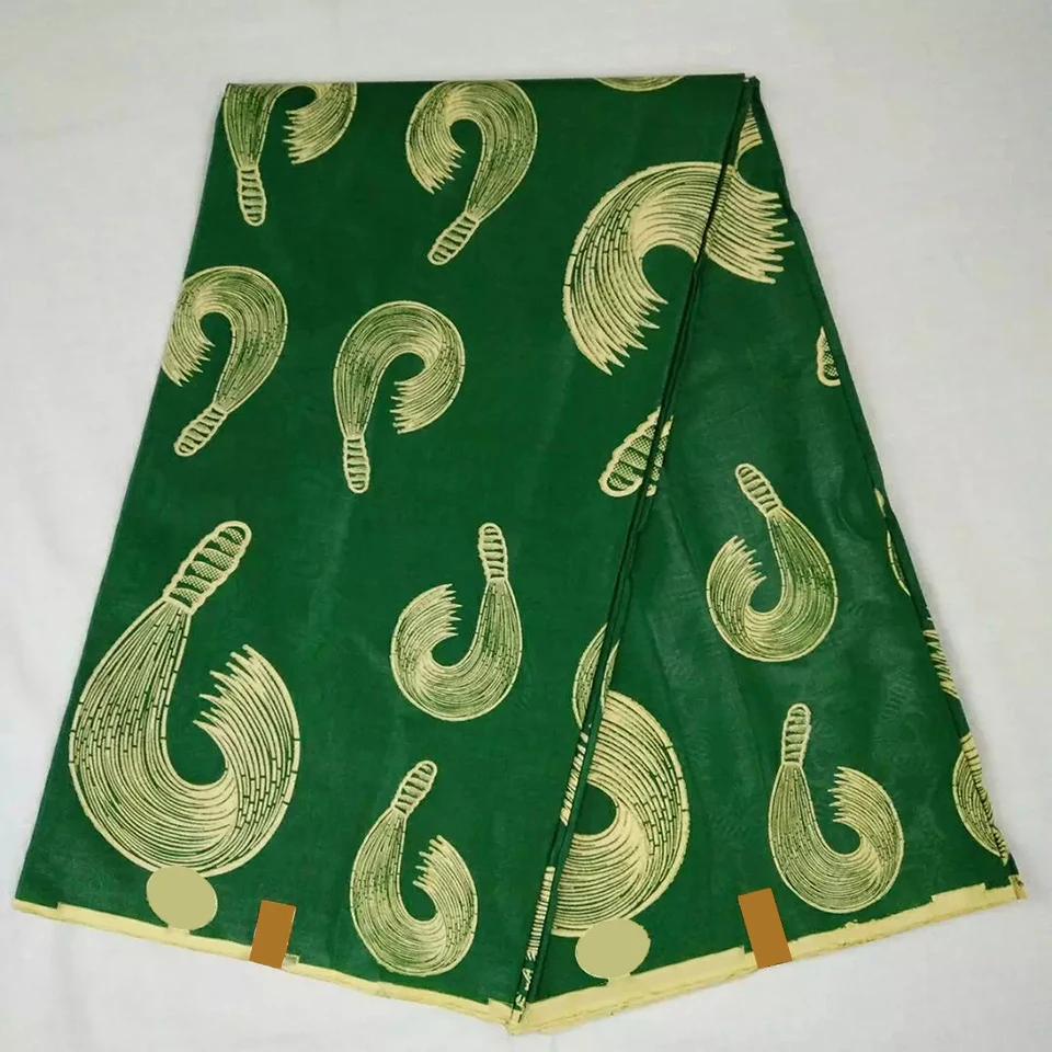 Зеленая жаккардовая ткань для пальто нигерийская парча Дамасская африканской