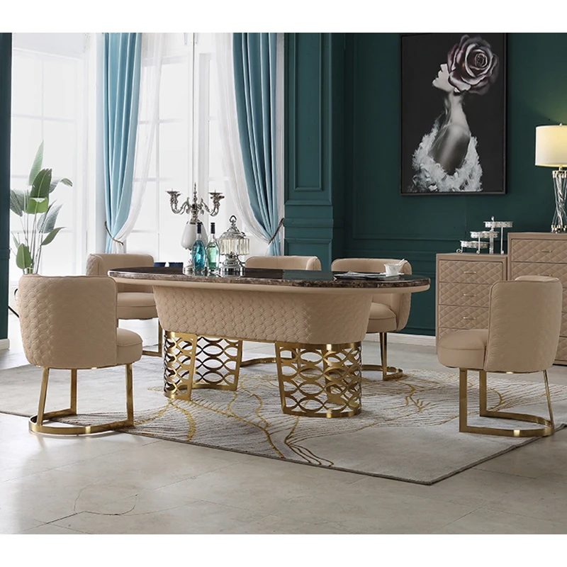 Современный Роскошный итальянский обеденный стол с мраморной поверхностью на