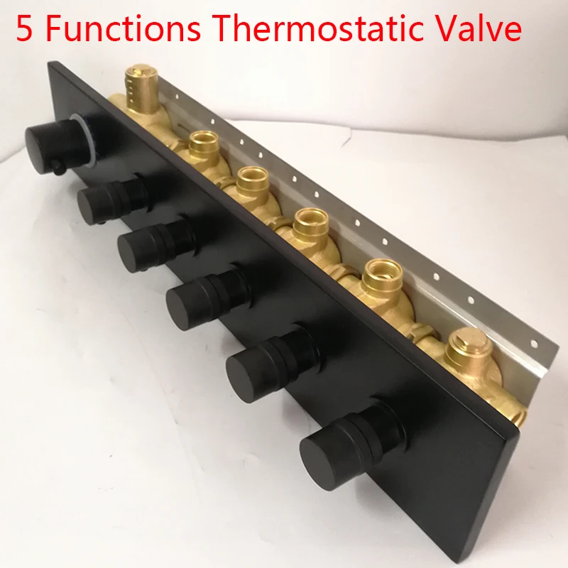 Черный смеситель для душа ванной комнаты термостатический латунный регулятор