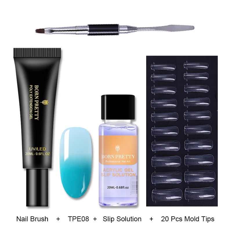 Thermal Set 8 BORN PRETTY розовый Обнаженная ногтей быстрое строительство поли гель 20 мл желе Builder палец УФ-гель продолжительного действия лак - Цвет: Thermal Set 8