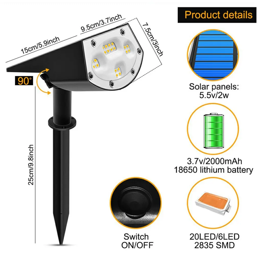 

New 2021 2 Pcs Wireless Outdoor Solar Landscape Light Waterproof Solar Wall Light Outdoor Garden Solar Lawn Lamp