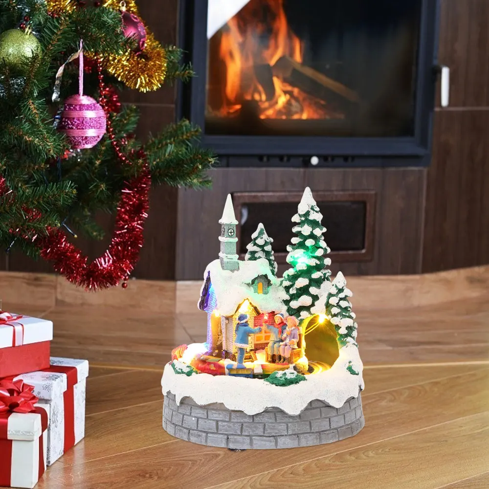 

Christmas Resin Villa Craft Desktop Ornament Luminous House without Battery