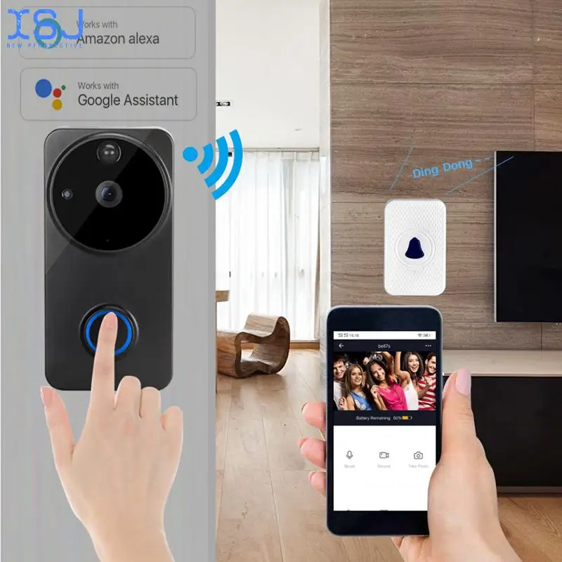 

Tuya 1080P WiFi Video Doorbell Alexa Google Home IP54 Waterproof Outdoor Wireless Smart Video Doorbell Intercom Camera