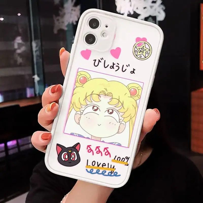 

Harajuku Sailor Moon Summer Girl Candy Phone Case Matte Transparent iPhone 7 8 11 12 s mini pro X XS XR MAX Plus cover funda