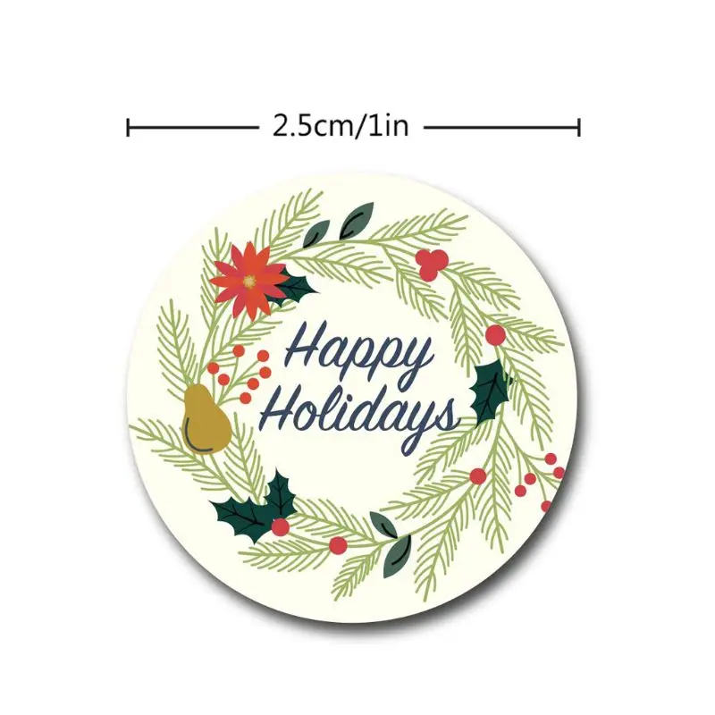

500 Pcs / Roll Sealing Sticker Labels Happy Holiday Sticky Stickers Baking Paper Gift Stickers Holiday Gift Decoration