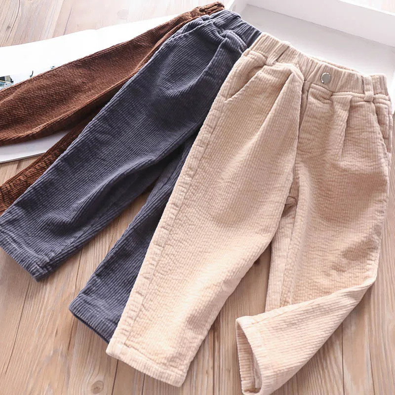 Осенне зимние вельветовые брюки для мальчиков и девочек детская одежда оптовая