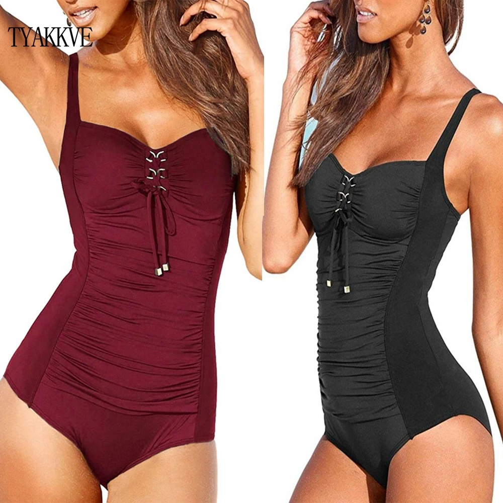 Сексуальный слитный купальник женский большого размера в стиле ретро купальный