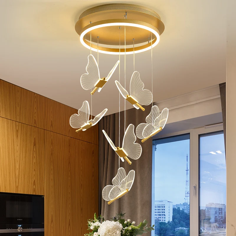 XL лестница светодиодный подвесной светильник Кухня бабочки СВЕТОДИОДНЫЙ для