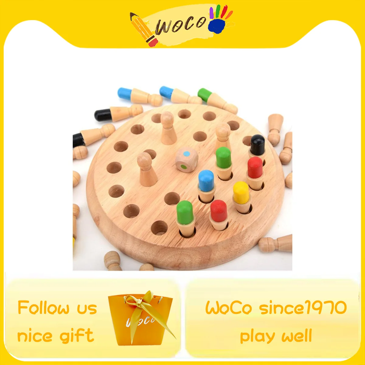 

WoCo Kids Montessori Toys Wooden Puzzles Color Memory Chess Match Board Game Prefab House Children Educational Baby Toy Boy Girl