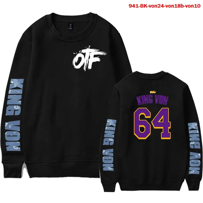 

Crewneck Men Sweatshirt 2020 Oversized Hoodie Streetwear Pullovers Hip Hop King Von Bluza Damska Autumn Men's Tracksuit Clothes