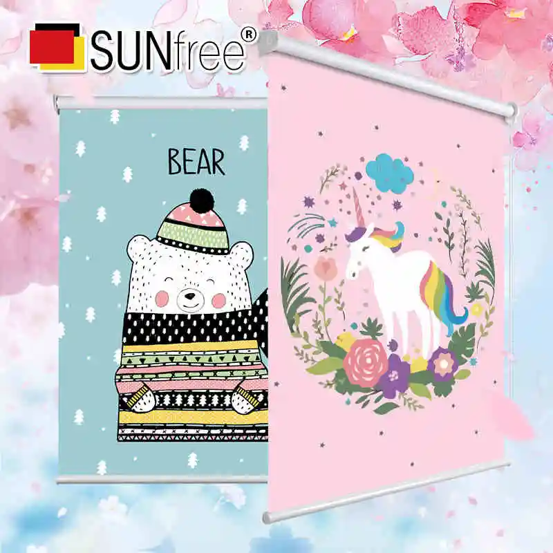 Милые Мультяшные роликовые шторы SUNfree для гостиной светонепроницаемые детей с