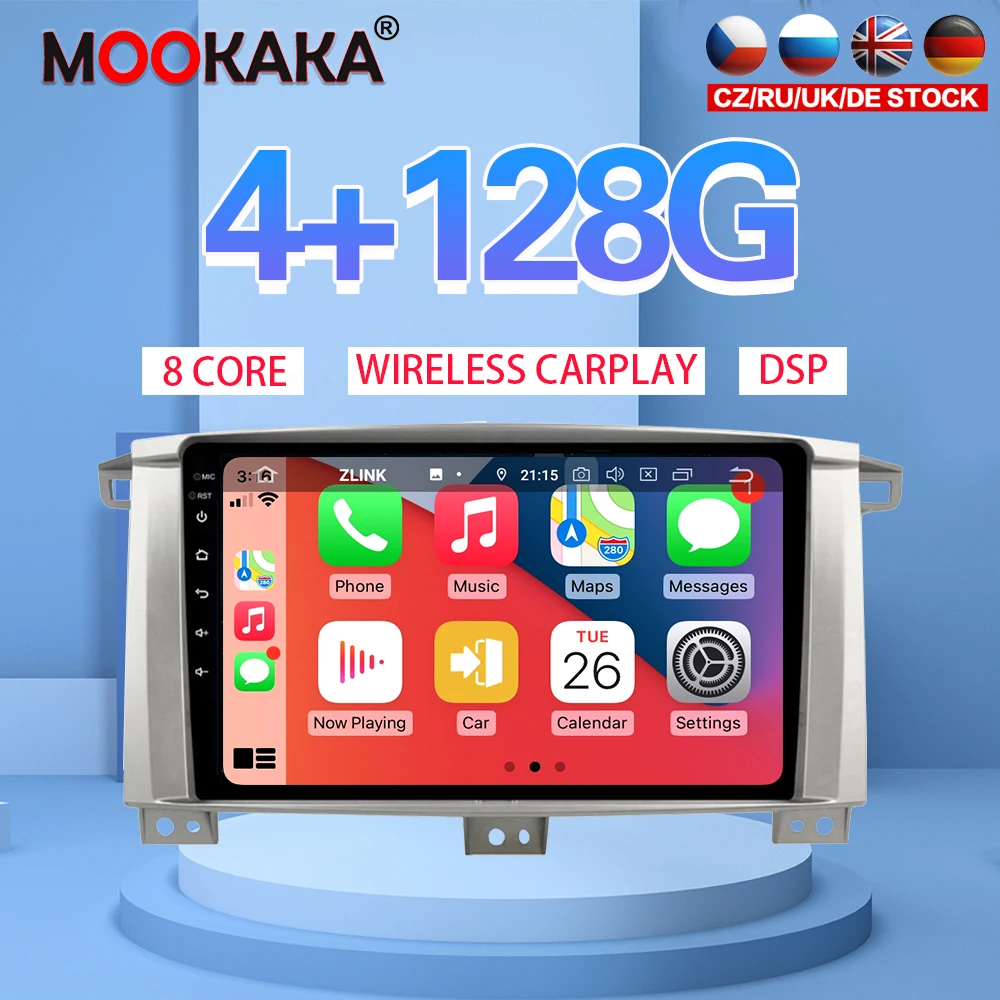 

10,1 "Android 10 4G 128 ГБ Автомобильный плеер для Toyota LC100 2005-2007 Автомобильный GPS навигатор CarPlay головное устройство DSP стерео
