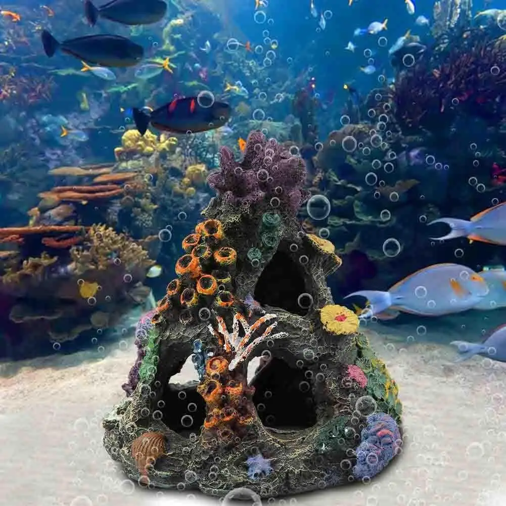 

Simulation Resin Mountain Fish Aquarium Rockery Coral Landscape Ornaments Decor Fish Shelter House