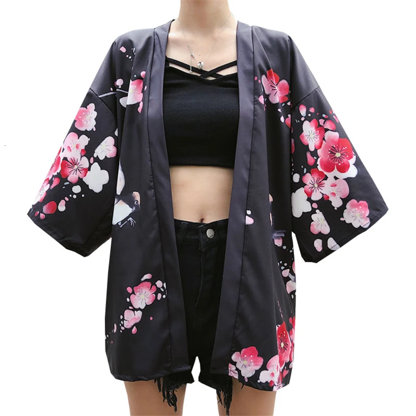 

2020 Kimono Cardigan Casual Woman Summer Haori Japanese Traditional Floral Printed Thin Yukata Female Fashion Streetwear Coat