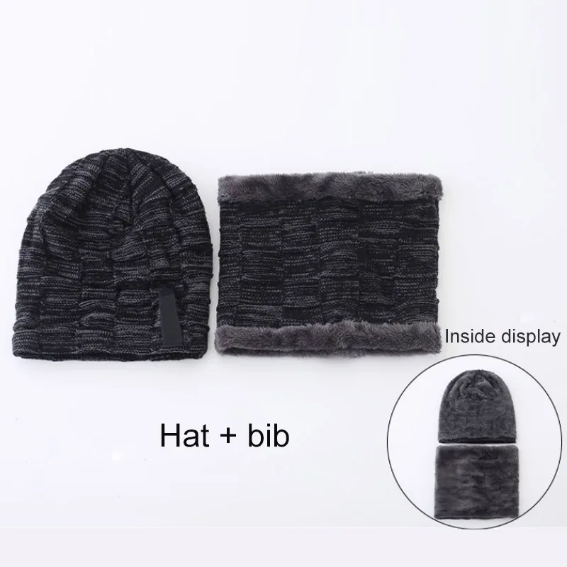 Горячая Skullies Beanies кольцо для Шляпы шарф из двух частей теплая зимняя шапка плюс бархатная Толстая шерстяная шапка для мужчин мягкая эластичная шапка мужские головные уборы
