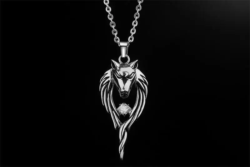 Ожерелье мужское из титановой стали с подвеской в виде головы волка | Ожерелья