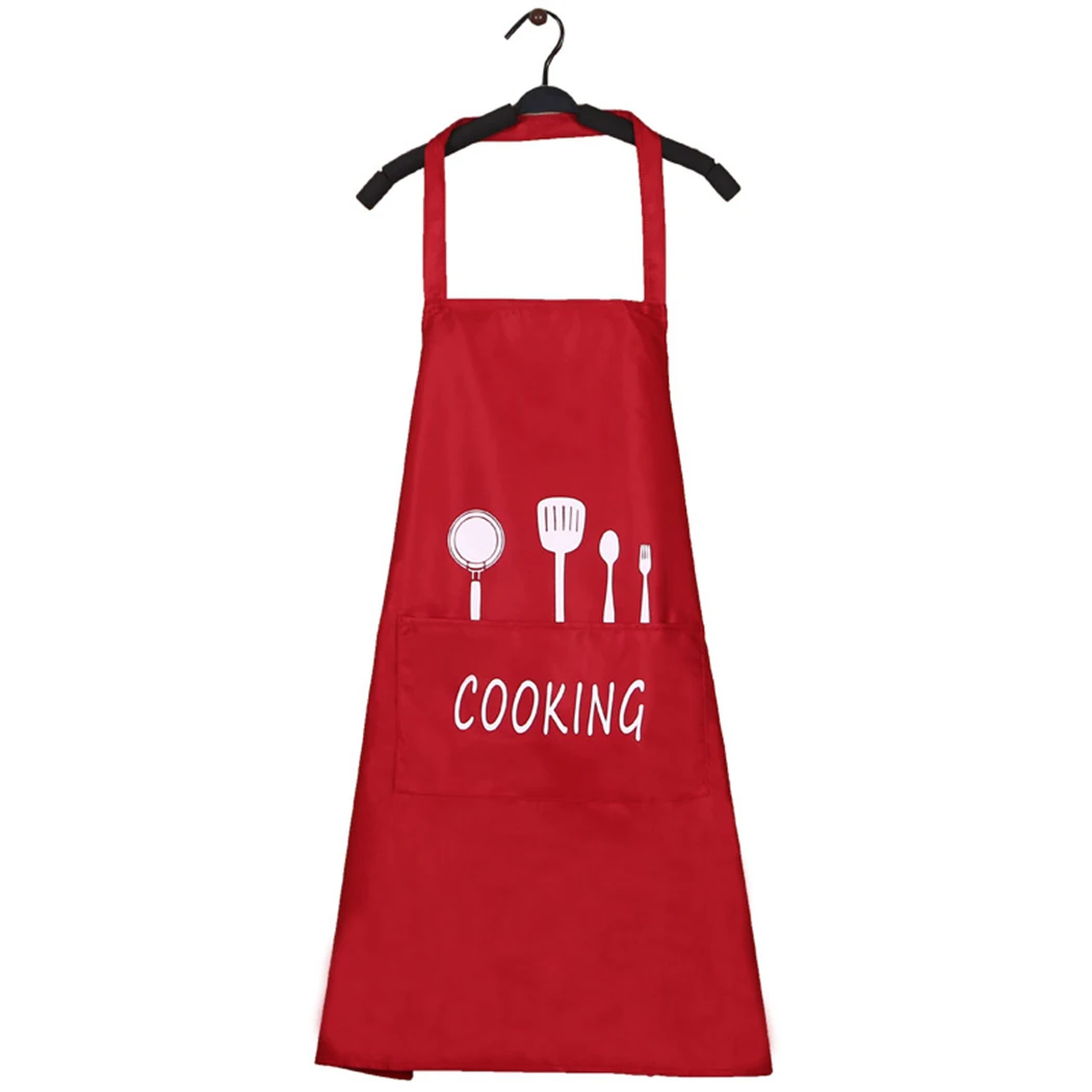 

Water and Oil Proof Apron Black Knife and fork Print Brief Adult Apron Kitchen Restaurant Cooking Bib Aprons with Pocket