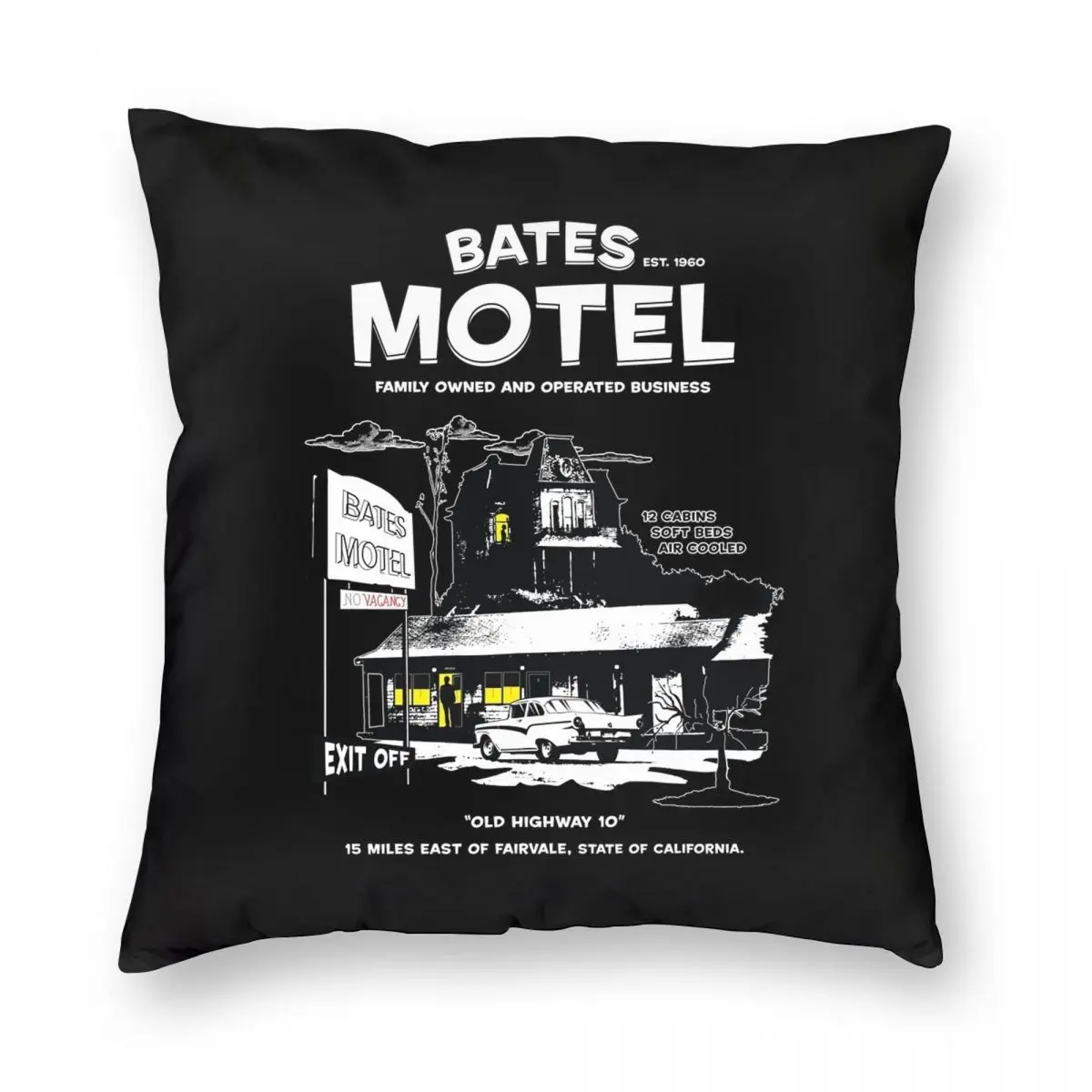 

Квадратный чехол Bates Motel для подушки, 24 часа, чехол из полиэстера, льна, бархата, креативный декоративный чехол на молнии для подушки, чехол дл...