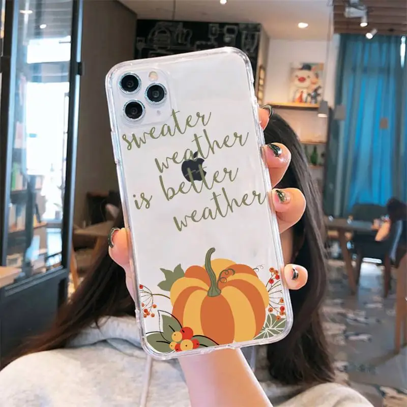 

Pumpkin Happy Autumn Phone Cases Transparent for iPhone 6 7 8 11 12 s mini pro X XS XR MAX Plus se cover funda shell