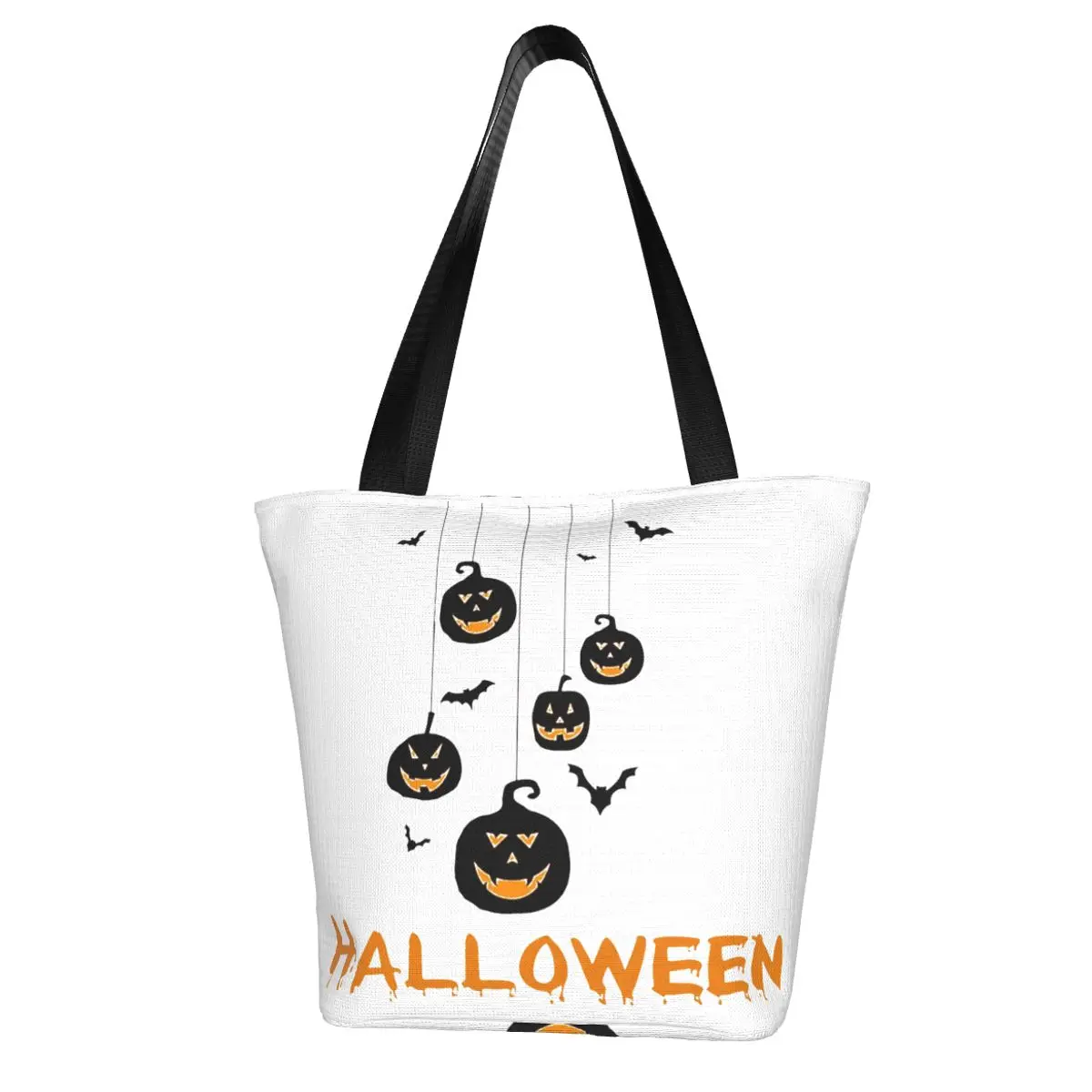 

Хэллоуин тыква летучая мышь хозяйственная сумка Смешные модные многоразовые сумки полиэстер школьные женские сумки