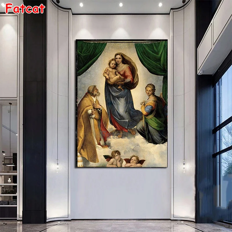 Diamond Famous art, the Virgin Angel round drill Cross Stitch Diamond Embroidery Art Painting Full Square Decor For Home PP2009