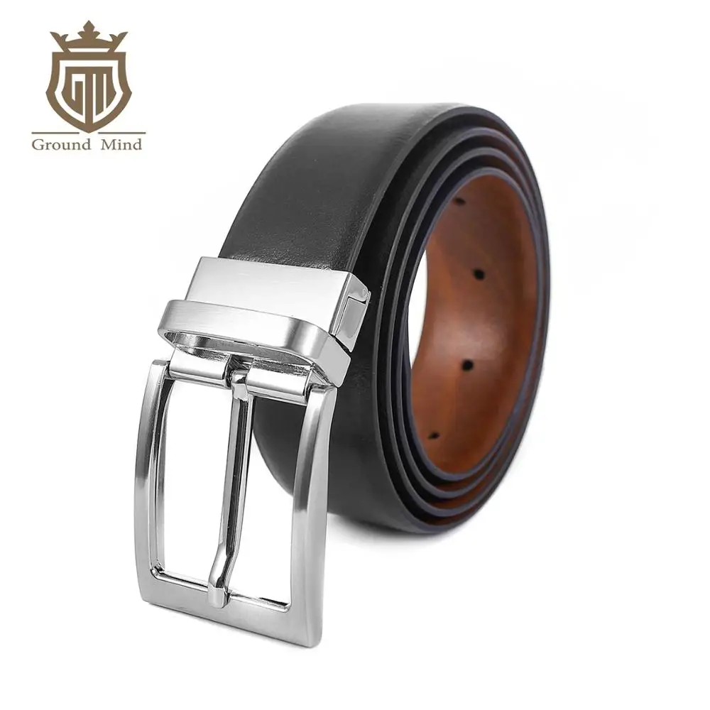 

Men's Geniune Leather Reversible Belts Cowhide Dress Belt for Men with Rotated Pin Buckle for Business Casual Wear