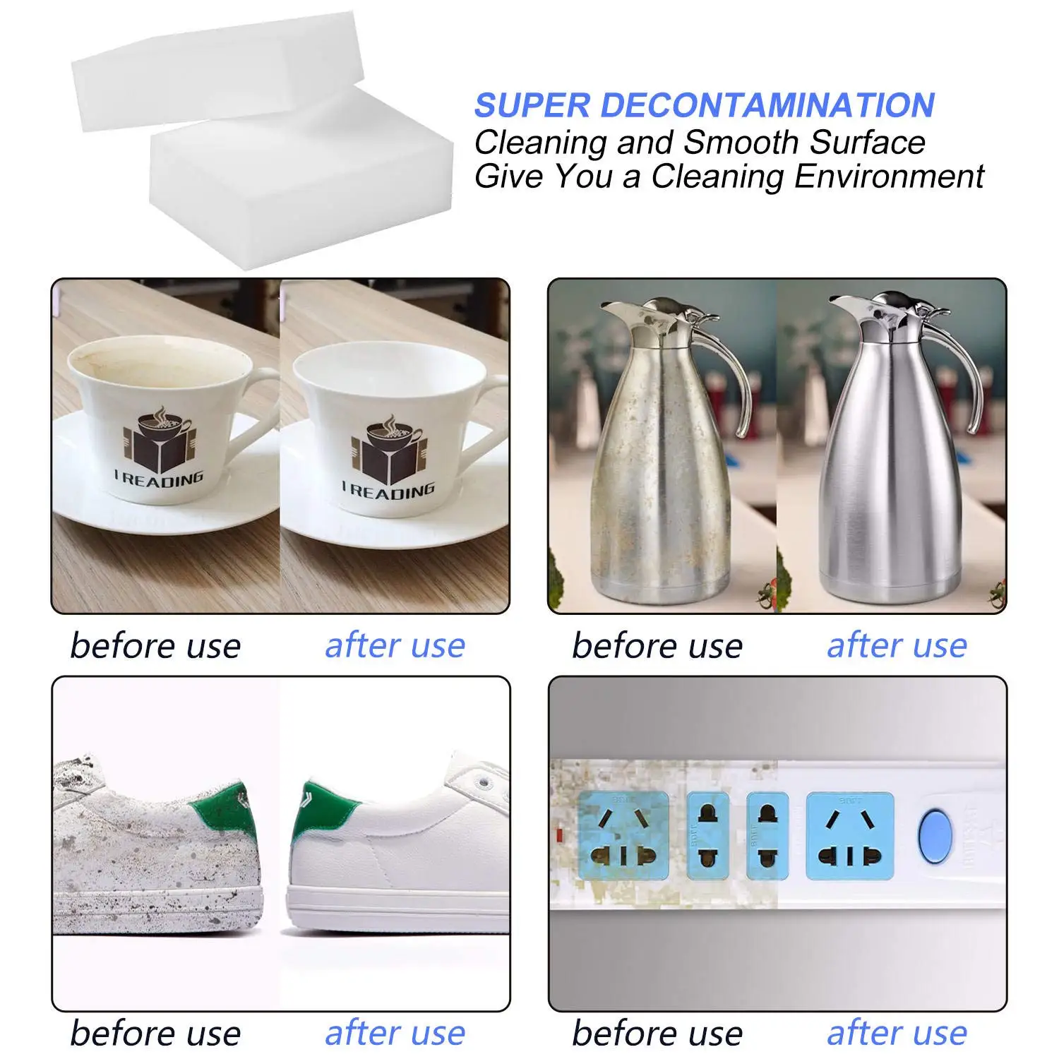 

50pcs White Melamine Sponge Eraser for Kitchen Multi-Functional Extra Thick Durable Foam Brush Window Magical Cleaning Pads