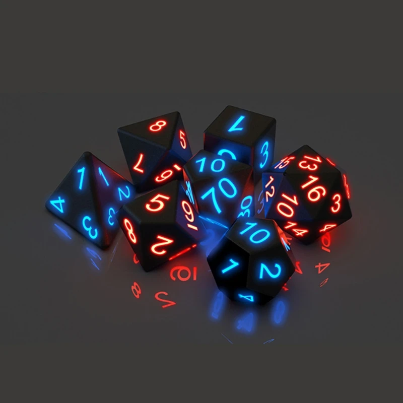 

7pcs/set The Electronic Dice D20 Glow LED Dices Magic Trick Pixels DND Board Role Playing Game MTG Table Games