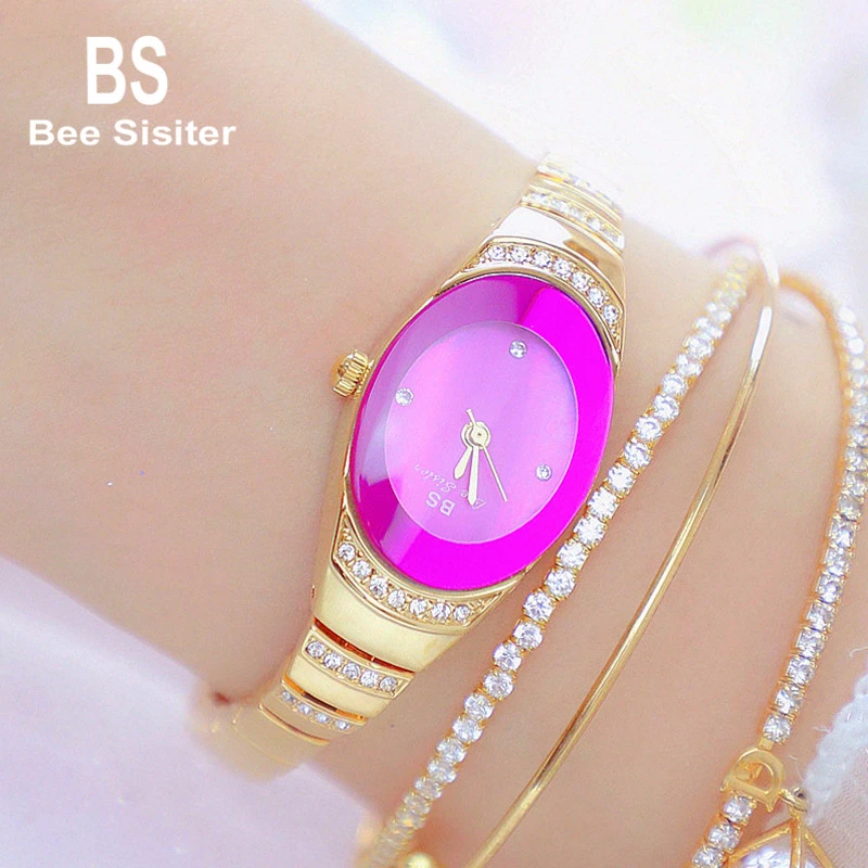 Роскошные Кварцевые часы BS Bee Sister женские фиолетовые с маленьким циферблатом и